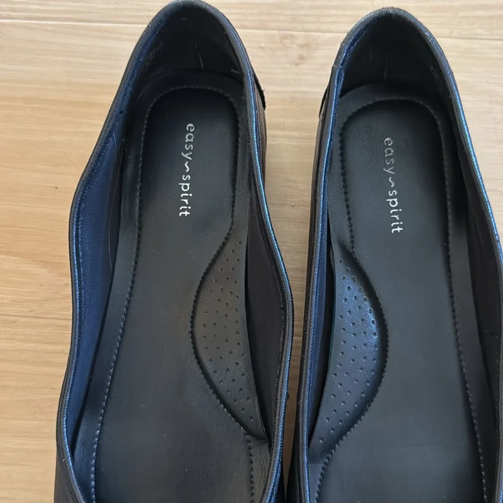 EASY SPIRIT WOMENS BLACK LEATHER BRANDI SLIP ON CASUAL SHOE LIGHTWEIGHT SIZE 8.5